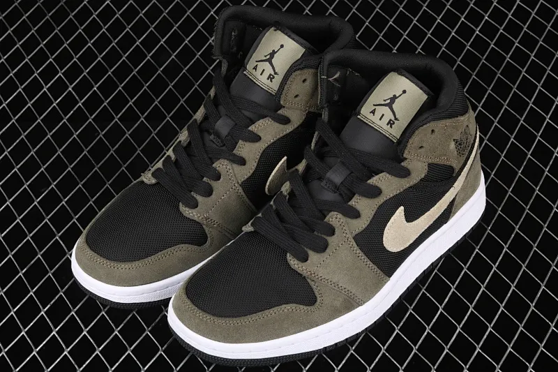All categories Air Jordan Jordan series basketball shoes Air Jordan 1 Mid Air Jordan 1 Mid AJ1 Joe 1 mid-top series military green color BQ6472-030